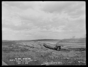 Wachusett Reservoir, North Dike, westerly portion, from the west (compare with No. 4373), Sterling, Mass., Jul. 16, 1902