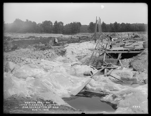 Weston Aqueduct, Weston Reservoir, Section 2, ledge cleaned and plastered for foundation of dam, Weston, Mass., Aug. 4, 1902