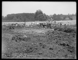 Weston Aqueduct, Weston Reservoir, Section 1, soil stripping and embankment north of reservoir, Weston, Mass., Aug. 4, 1902
