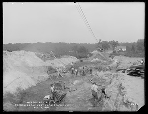 Weston Aqueduct, Section 12, trench excavation, easterly from station 515+25, Wayland, Mass., Aug. 4, 1902