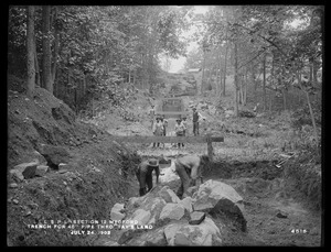 Distribution Department, Low Service Pipe Lines, Section 12, trench for 48-inch pipe through Tay's land, Medford, Mass., Jul. 24, 1902