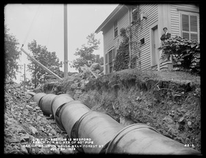 Distribution Department, Low Service Pipe Lines, Section 12, trench for two lines of 60-inch pipe, rear of Wright's house, near Forest Street, Medford, Mass., Jul. 24, 1902