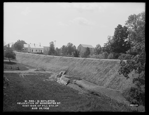 Wachusett Reservoir, relocation of Worcester Street, east side of fill at station 3+, West Boylston, Mass., Aug. 26, 1902