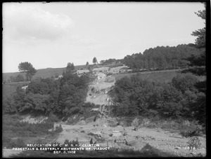 Relocation Central Massachusetts Railroad, pedestals and abutments for viaduct, Clinton, Mass., Sep. 6, 1902