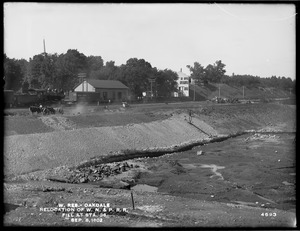 Wachusett Reservoir, relocation of Worcester, Nashua & Portland Division of Boston & Maine Railroad, fill at station 36, Oakdale, West Boylston, Mass., Sep. 8, 1902
