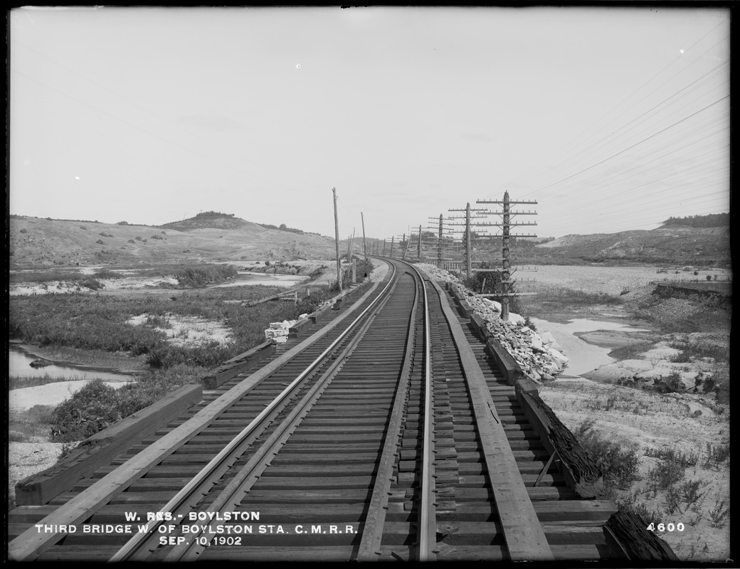 Wachusett Reservoir, third bridge west of Boylston Station on Central Massachusetts Railroad, Boylston, Mass., Sep. 10, 1902