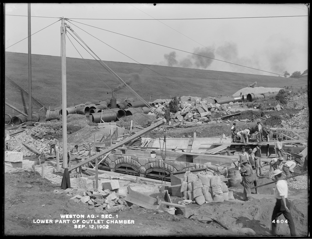 Weston Aqueduct, Section 1, lower part of Outlet Chamber, Weston Aqueduct Outlet Chamber, Southborough, Mass., Sep. 12, 1902