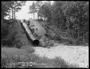Weston Aqueduct, Section 9, 7 1/2-foot diameter steel pipe, westerly from station 355±, Wayland, Mass., Sep. 12, 1902