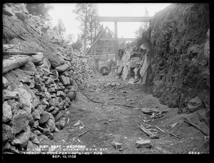Distribution Department, Low Service Pipe Lines, Section 12, Governors Avenue Extension, trench in rock for one 48-inch and one 60-inch pipe, Medford, Mass., Sep. 13, 1902