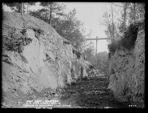 Distribution Department, Low Service Pipe Lines, Section 12, trench in rock for two 60-inch pipes, Medford, Mass., Sep. 16, 1902