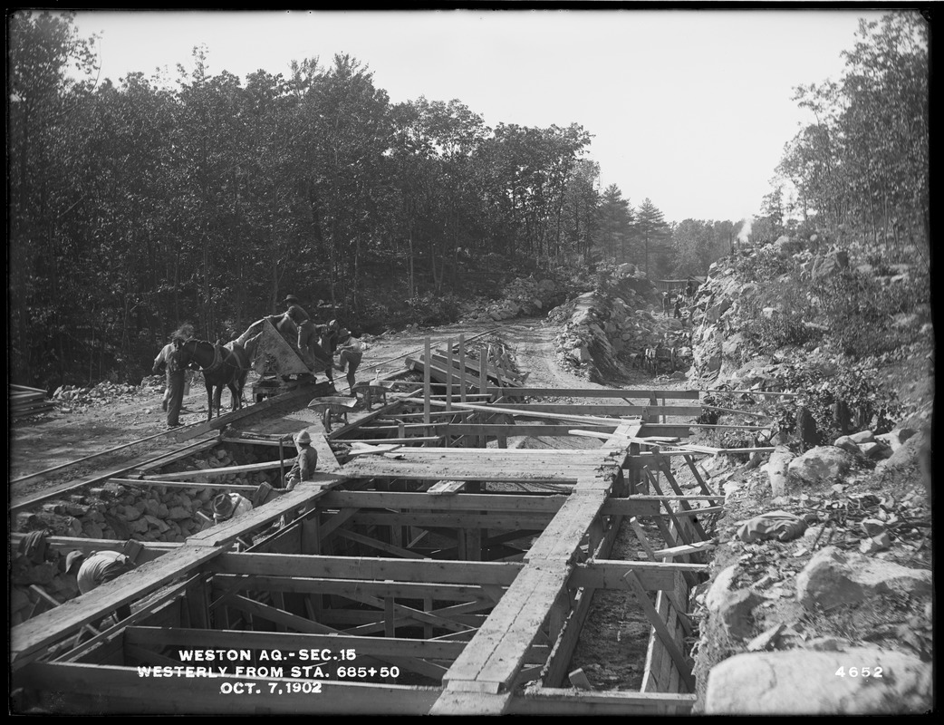 Weston Aqueduct, Section 15, westerly from station 685+50, Weston, Mass., Oct. 7, 1902