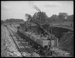 Weston Aqueduct, Section 14, steam shovel, at station 607+, Weston, Mass., Oct. 7, 1902