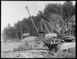 Weston Aqueduct, Section 11, backfilling derrick, at station 453±, Wayland, Mass., Oct. 7, 1902