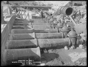 Weston Aqueduct, Section 1, waste pipes at Outlet Chamber, Weston Aqueduct Outlet Chamber, Southborough, Mass., Oct. 10, 1902