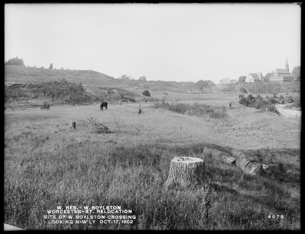 Wachusett Reservoir, Worcester Street relocation, site of West Boylston