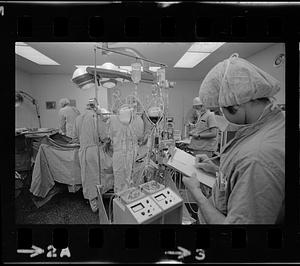Autotransfusion equipment at Massachusetts General Hospital operation, Boston