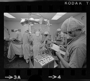 Autotransfusion equipment at Massachusetts General Hospital operation, Boston