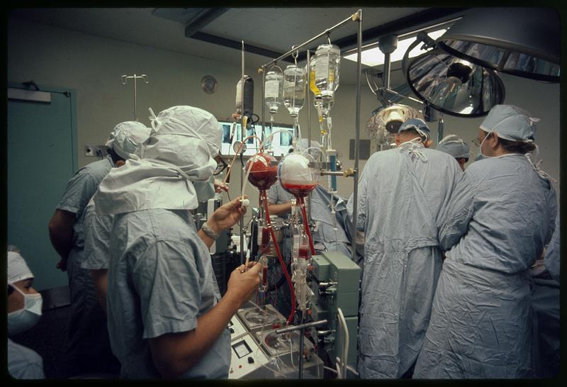 Autotransfusion at Massachusetts General Hospital liver operation, Boston