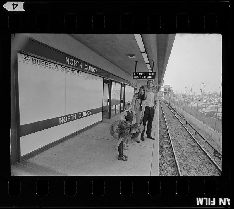 Family at Quincy T station, Quincy Digital Commonwealth