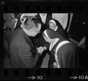 Cardinal Medeiros with nuns at his installation, Brighton