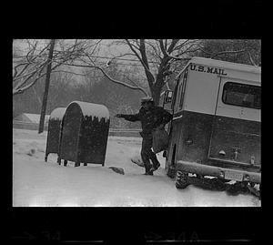 Postman in the snow, Hingham, MA