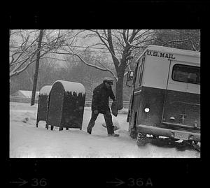 Postman in the snow, Hingham, MA