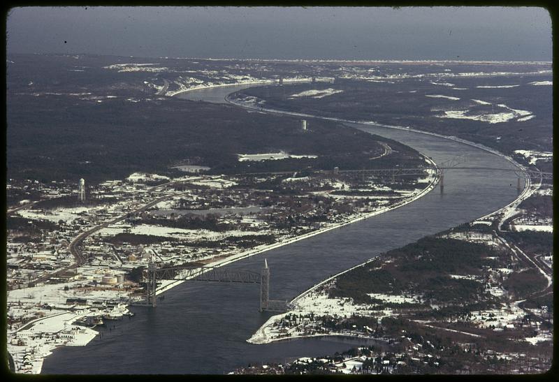 Cape Cod Canal in winter (aerial photo), Cape Cod