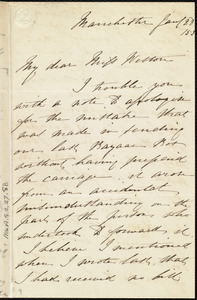 Letter from Rebecca Whitelegge, Manchester, [England], to Miss Weston, Jan. / 28 / [18]53