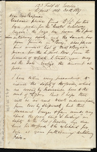 Letter from William P. Powell, 123 Field St[reet], Everton, L'Pool [Liverpool, England], to Maria Weston Chapman, Oct. 30th, 1857
