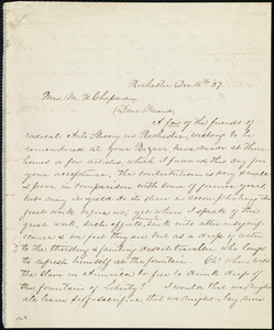 Letter from Catharine A. F. Stebbins, Rochester, [NY], to Maria Weston Chapman, Dec. 16th, [18]57