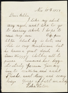Letter from Helen Weston to Deborah Weston, Nov. 18th, 1859