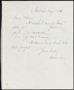 Letter from Richard Warren Weston, New York, to Deborah Weston, Jan'y 3, 1860