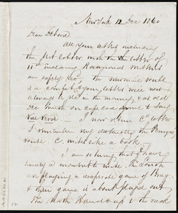 Letter from Richard Warren Weston, New York, to Deborah Weston, 12 Dec. 1860