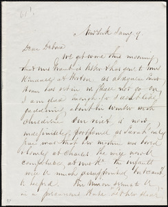 Letter from Richard Warren Weston, New York, to Deborah Weston, Jan'y 9, [1861?]