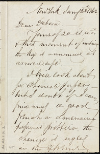 Letter from Richard Warren Weston, New York, to Deborah Weston, Jan'y 22, 1862
