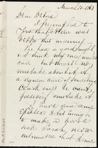 Letter from Richard Warren Weston, [New York?], to Deborah Weston, March 10, 1863