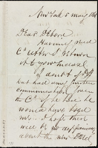 Letter from Richard Warren Weston, New York, to Deborah Weston, 5 May 1863