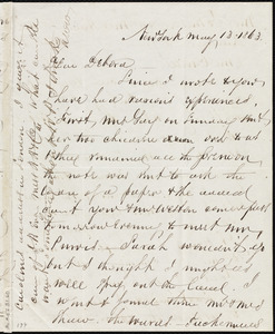 Letter from Richard Warren Weston, New York, to Deborah Weston, May 13, 1863