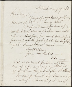 Letter from Richard Warren Weston, New York, to Anne Warren Weston, May 19, 1863