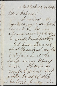 Letter from Richard Warren Weston, New York, to Deborah Weston, 26 Oct. 1864