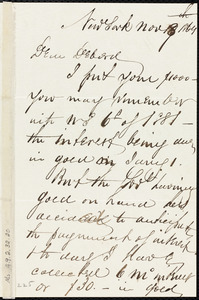 Letter from Richard Warren Weston, New York, to Deborah Weston, Nov. 18th, 1864