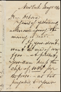 Letter from Richard Warren Weston, New York, to Deborah Weston, Jan'y 5, 1865