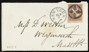 Letter from Richard Warren Weston, 64 South St[reet], [New York], to Deborah Weston, Feb'y 2, 1865