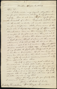 Letter from William Lloyd Garrison, Boston, [Mass.], to La Roy Sunderland, Sept. 8, 1831