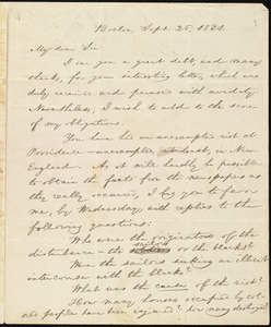 Letter from William Lloyd Garrison, Boston, [Mass.], to Henry Egbert Benson, Sept. 26, 1831