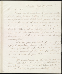 Letter from William Lloyd Garrison, Boston, [Mass.], to Henry Egbert Benson, Oct. 19, 1831