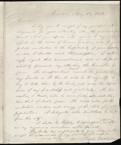 Letter from William Lloyd Garrison, Boston, [Mass.], to Robert Purvis, May 12, 1832