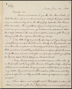 Letter from William Lloyd Garrison, Boston, [Mass.], to Ebenezer Dole, June 29, 1832