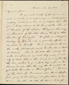 Letter from William Lloyd Garrison, Boston, [Mass.], to George William Benson, Nov. 25, 1833