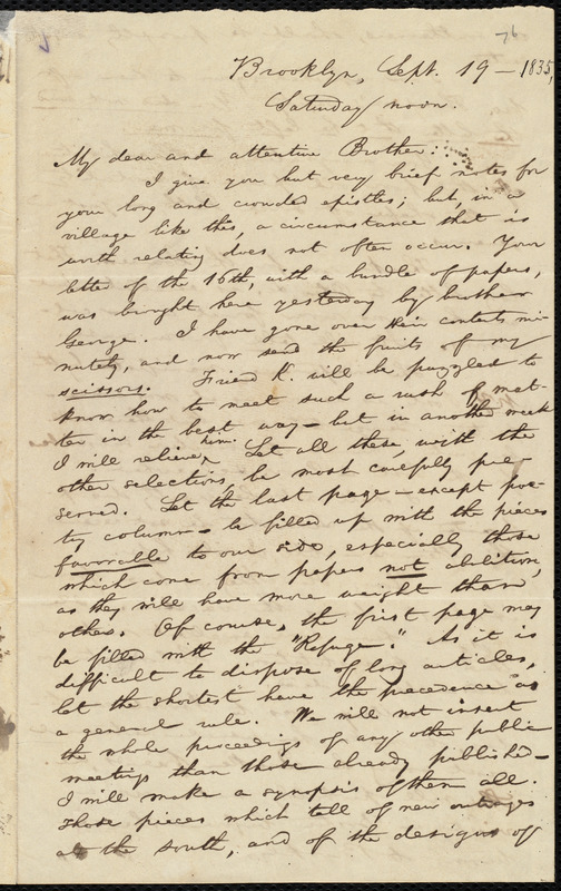 Letter from William Lloyd Garrison, Brooklyn, [Conn.], to Henry Egbert